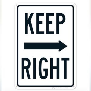 KEEP RIGHT Aluminum Sign-BLACK/WHITE